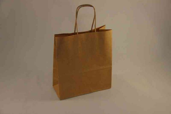 Пакет бумажный с кручеными ручками, цвет Коричневый, 20*18*8 см