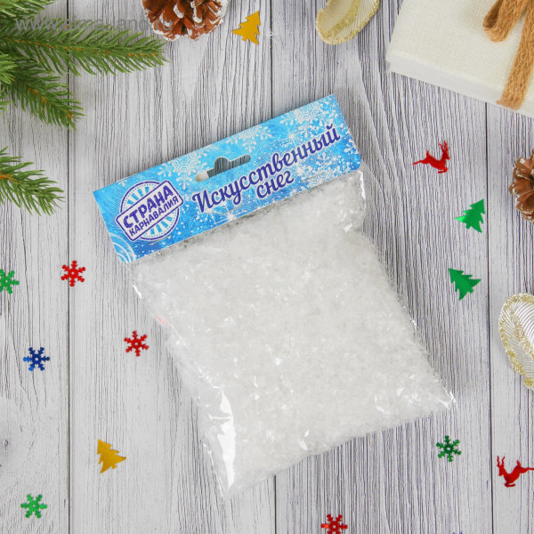 Снег искусственный сыпучий для декора "Прозрачный" 50 г (Страна Карнавалия)