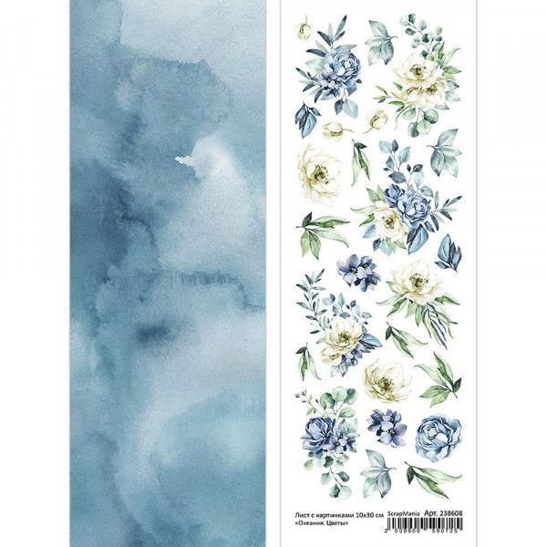Лист с картинками из коллекции "Океания" Цветы, 10*30см (ScrapMania)