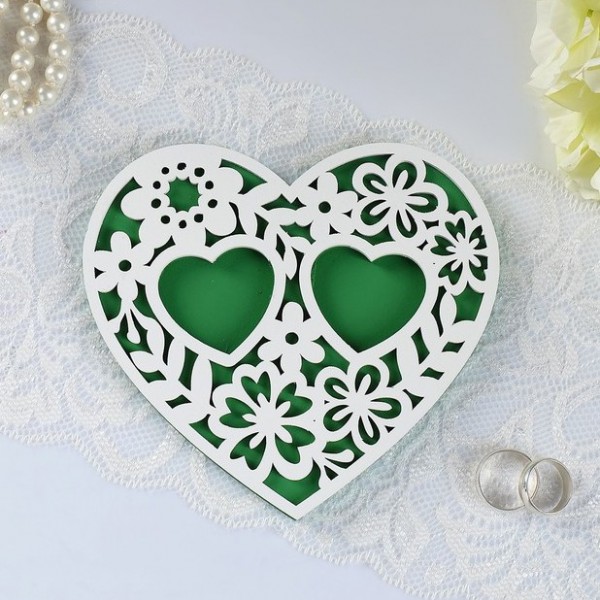 Подставка под кольца "Ажур", цвет Бело-зеленый, 14,4х13х0.8 см.