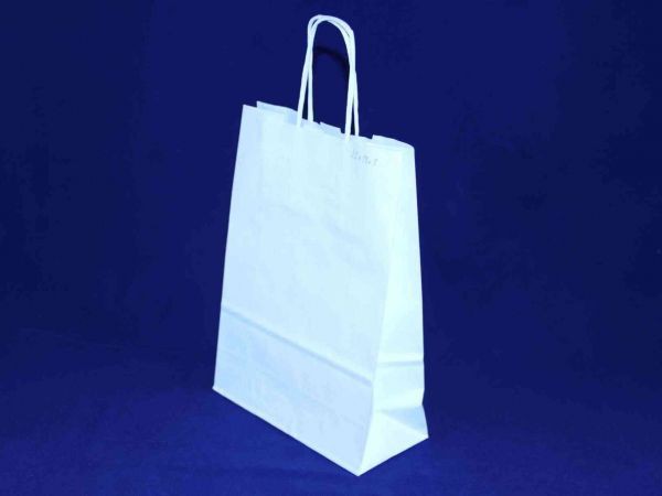 Пакет бумажный с кручеными ручками, цвет Белый, 25*18*8 см 