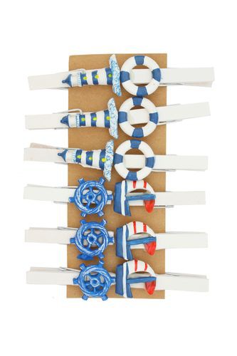 Деревянные прищепки Море, 12 шт. (Scrapberry's)