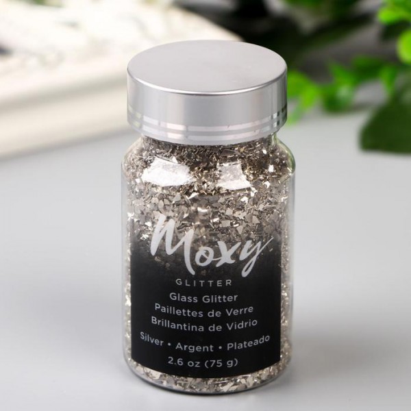 Стеклянный глиттер-слюда в баночке "Moxy", цвет Серебро, 75 гр. (American Crafts)