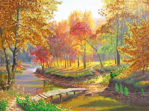 Схема для вышивания бисером Глурия "У реки", 40х30 см