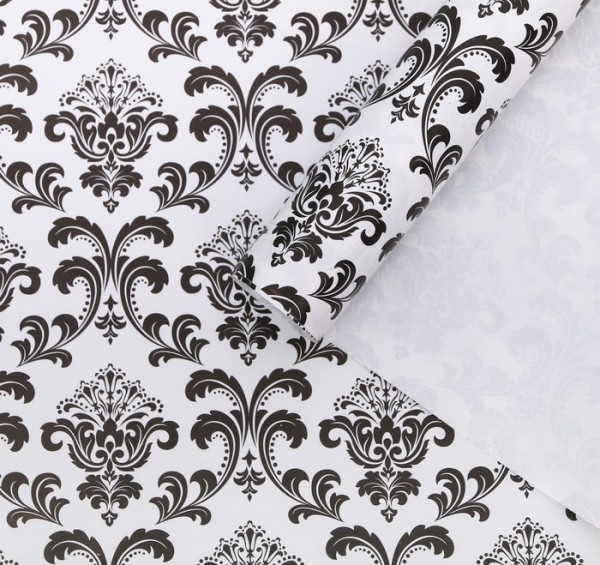 Бумага упаковочная глянцевая "Вензель" (черно-белый), 1 лист 70*100 см