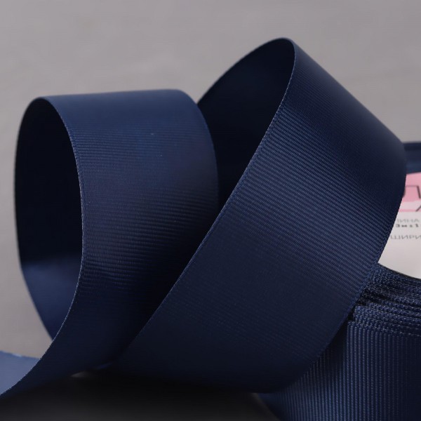 Лента декоративная репсовая, 40 мм, цвет Темно-синий, 1 ярд = 91 см (Артузор) 