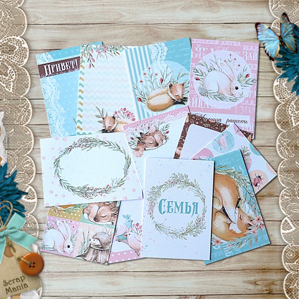 Набор карточек для творчества из коллекции "Лесное чудо", 16 шт. (ScrapMania)