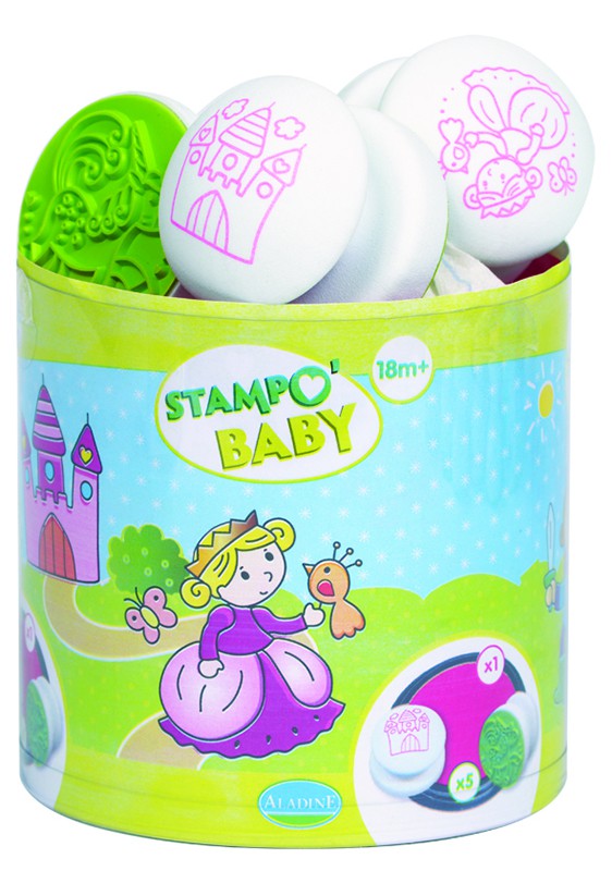 Набор детских эргономичных штампов "Принцесса", 5 штампов + подушка, 18 мес.+ (Aladine, Франция)