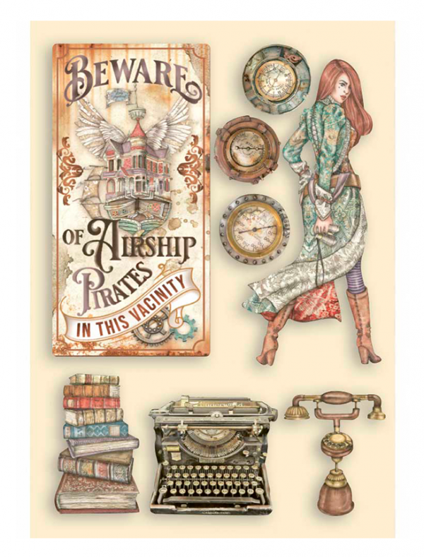 Набор высечных декоративных элементов из дерева из коллекции "Леди-Бродяжка" #1 (Stamperia)