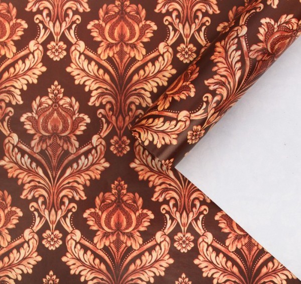 Бумага упаковочная глянцевая "Вензель" (коричневый), 1 лист 70*100 см