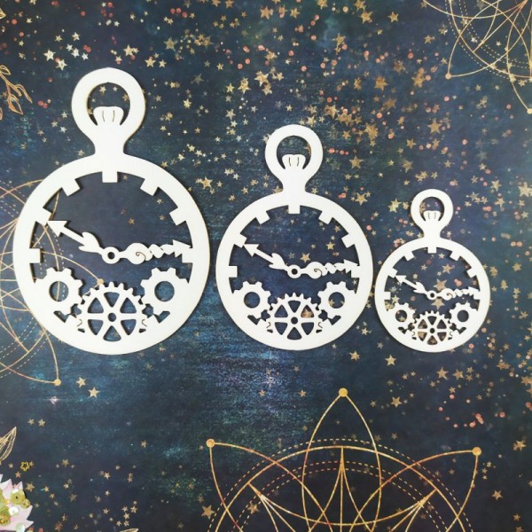 Набор фигур из чипборда Шейкер "Часы" (большой/малый/мини) (Craftstory, Россия)  