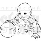 Штамп фотополимерный "Малыш с мячиком" (Питерский скрапклуб)