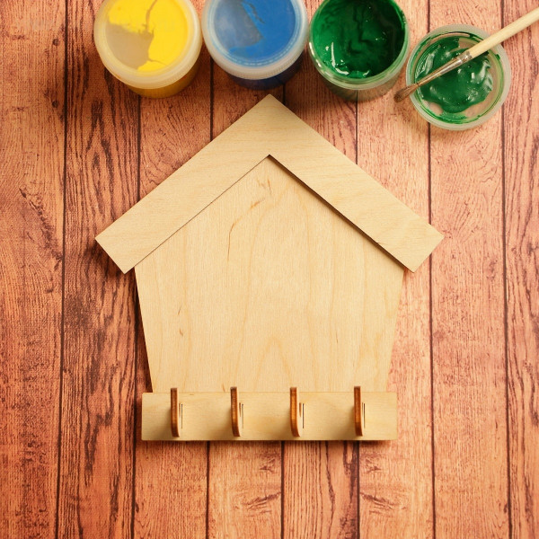 Заготовка для декупажа или раскрашивания "Ключница", фанера, 4 крючка