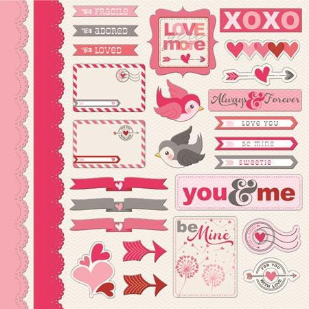 Набор стикеров Love Birds из коллекции Love You (Imaginisce) 