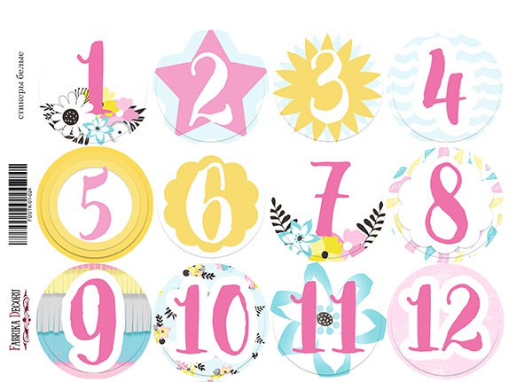Стикеры из коллекции "My Tiny Sparrow Girl" Месяцы (Фабрика декору, Украина)