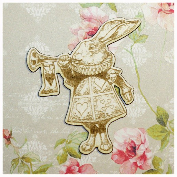 Фигурка из чипборда из коллекции "Алиса в Стране чудес" Кролик с трубой (с гравировкой) (Россия)