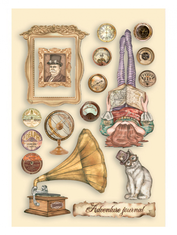 Набор высечных декоративных элементов из дерева из коллекции "Леди-Бродяжка" #2 (Stamperia)