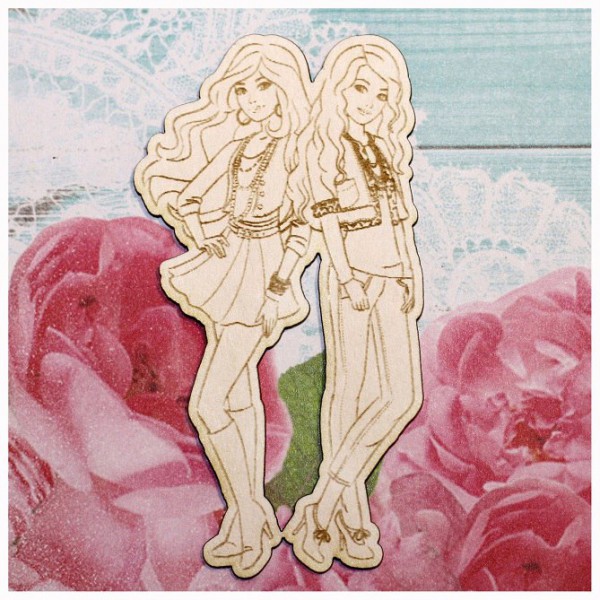 Фигура из чипборда из коллекции "Подружки" Две подруги (с лазерной гравировкой) (Россия) 