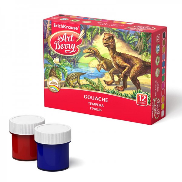 Гуашь детская: 12 цветов, с УФ защитой яркости (Erich Krause, Россия) 