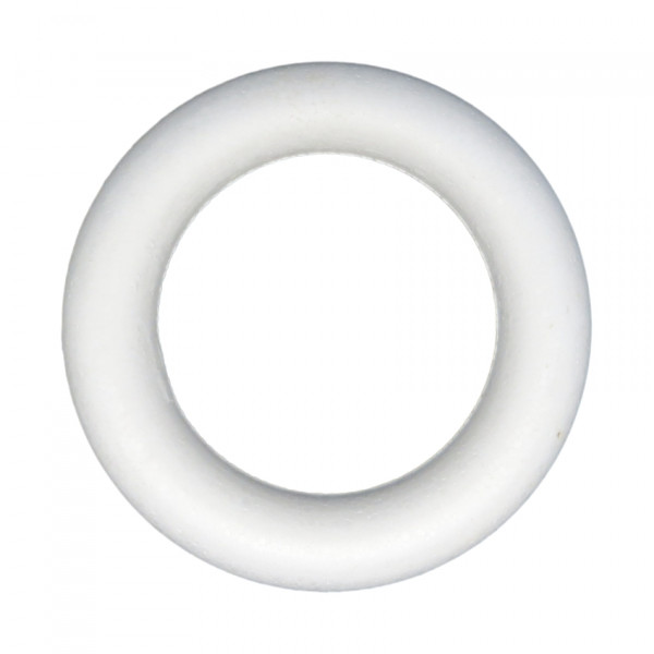 Заготовка для декора "Венок", кольцо объемное 25 см, пенополистирол (пенопласт) белый, 1 шт.