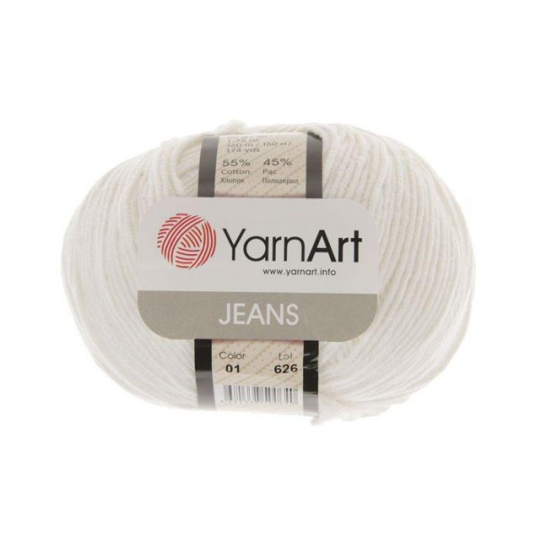 Пряжа YarnArt Jeans для вязания амигуруми, 50 г, 160 м, цвет Белый