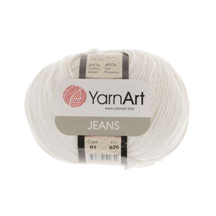 Пряжа YarnArt Jeans для вязания амигуруми, 50 г, 160 м, цвет Белый