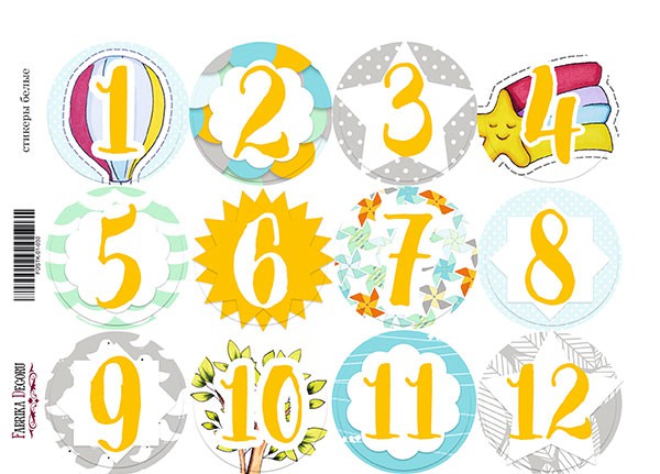 Стикеры из коллекции "My Tiny Sparrow Boy" Месяцы (Фабрика декору, Украина)