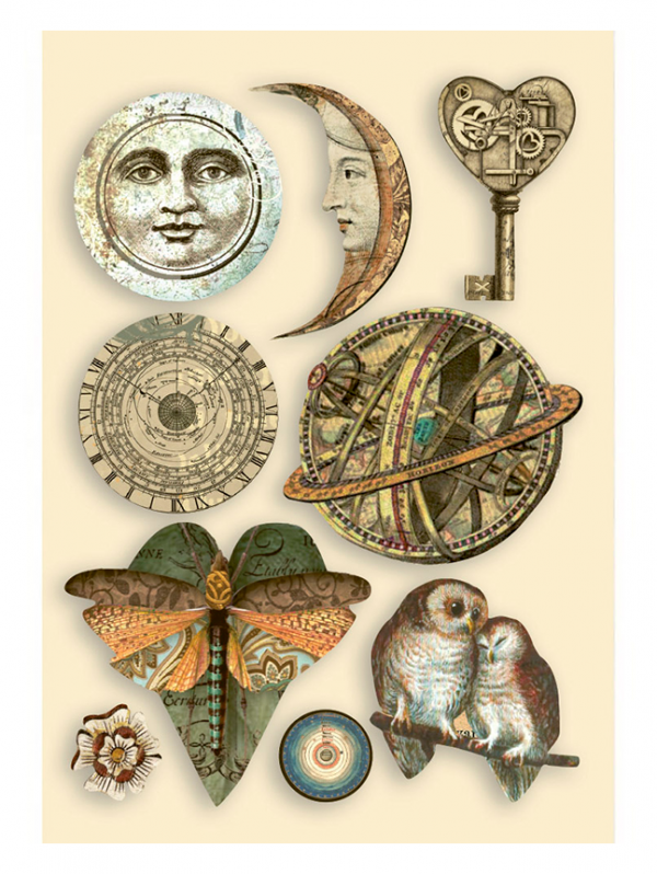 Набор высечных декоративных элементов из дерева "Алхимия" (Stamperia)