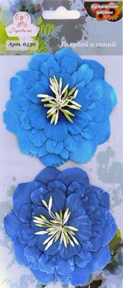 Набор больших декоративных цветов, 2 шт., цвет Голубой и синий (Мир Рукоделия)