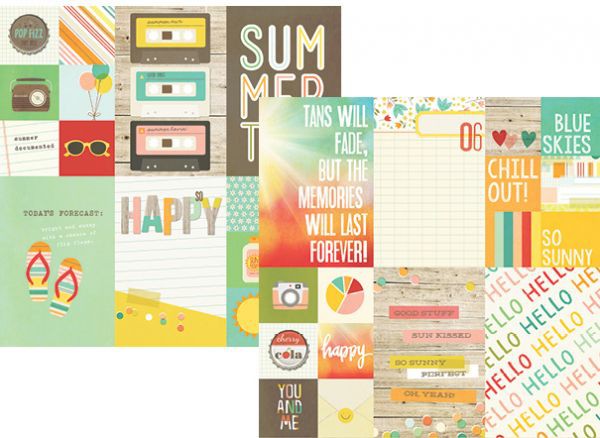 Бумага из коллекции Summer Vibes "Вертикальные карточки" (для разрезания) (Simple Stories)