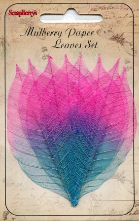 Скелетированные листья, банановое дерево, цвет красно-синие, 8 штук 