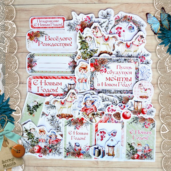 Набор высечек из коллекции "Румяный Новый год", 75 штук (ScrapMania)