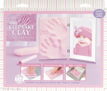 Набор с рамкой для отпечатка детской ножки/ручки, цвет Розовый (Sculpey) 