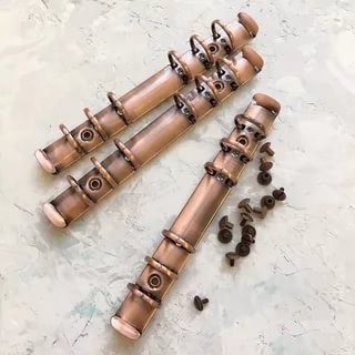 Кольцевой механизм на 6 колец, размер 17,5 см (А6), D=25 мм, с креплением, цвет Медь 