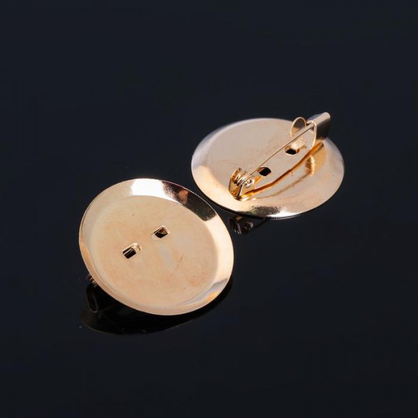 Основа для броши/значка с круглым основанием, D=25 мм, цвет Золото, 1 штука 