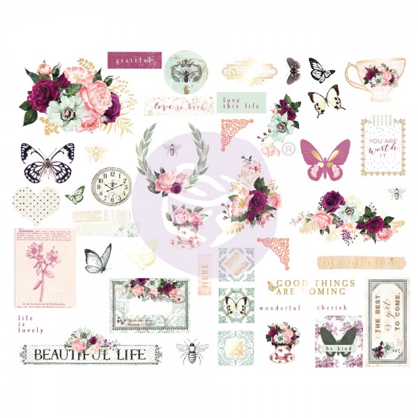 Набор чипбордовых стикеров из коллекции "Pretty mosaic", 45 шт. (Prima Marketing)  