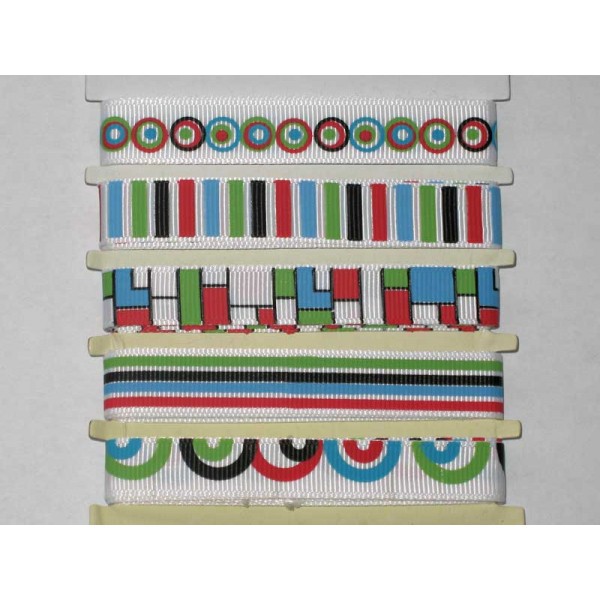 Набор репсовых лент "Annet" 12 мм ассорти 5 цветов Мозаика