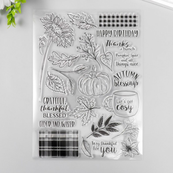 Большой набор силиконовых штампов "Осеннее настроение", 24 штуки (Артузор)