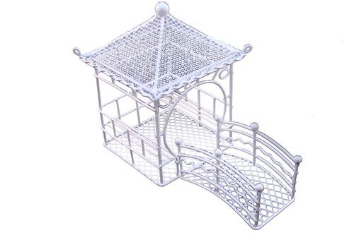 Металлическая мини-Беседка с мостиком, цвет Белый (Scrapberry's)  