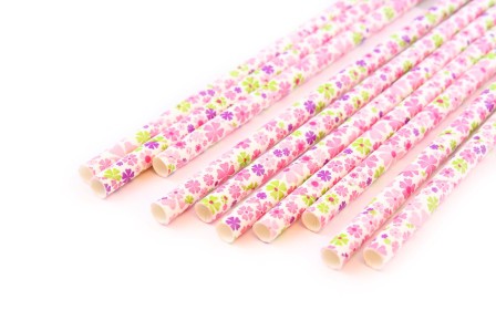 Набор бумажных трубочек для напитков, принт Цветы, 10 шт. (Dolce Arti)