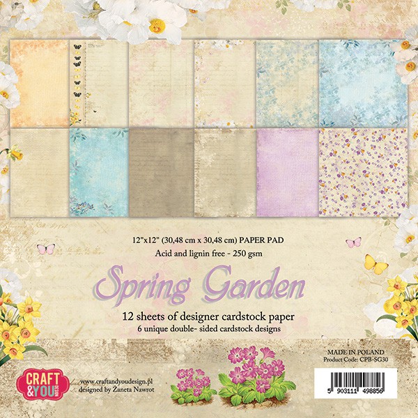 Набор бумаги 30,5*30,5 см из коллекции Spring Garden, 6 листов (1/2 часть полного набора) (Craft&Youdesign)
