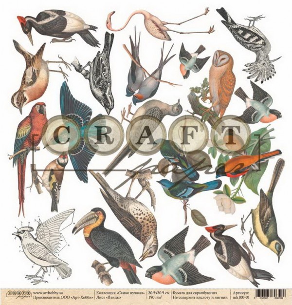 Бумага из коллекции "Самая нужная" Птицы (для вырезания) (Craft Paper)