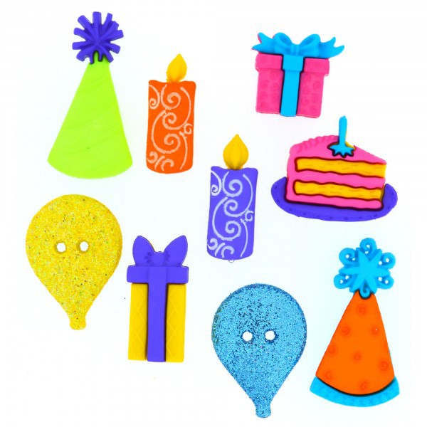 Набор тематических пуговиц "С Днем рождения" (Happy Birthday) (Dress It Up)