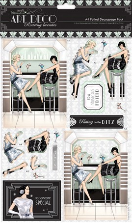 Набор бумаги и листов с высечками "Коктейли", 8 листов, из коллекции Art Deco (Papermania)