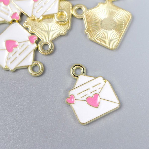 Металлическая подвеска с эмалью "Любовное письмо", 1 шт