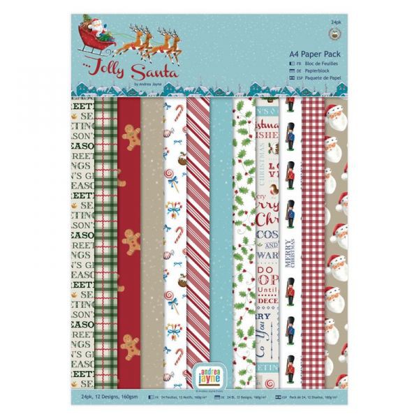 Набор бумаги A4, 12 листов (1/2 полного набора),  из коллекции Jolly Santa (Papermania)  