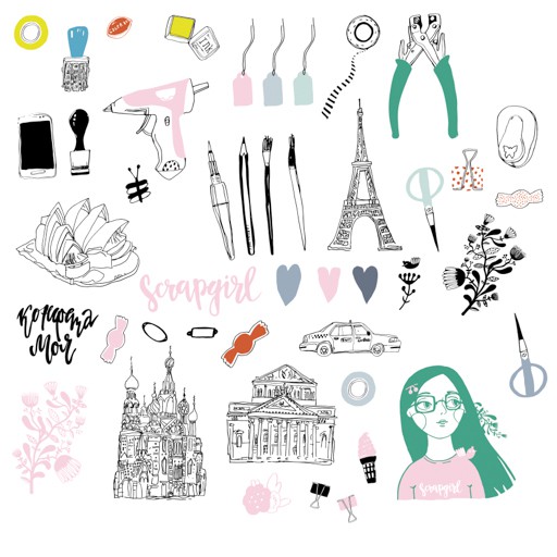 Набор высечек из коллекции "Scrapgirl", 40 шт. (Polkadot, Россия)