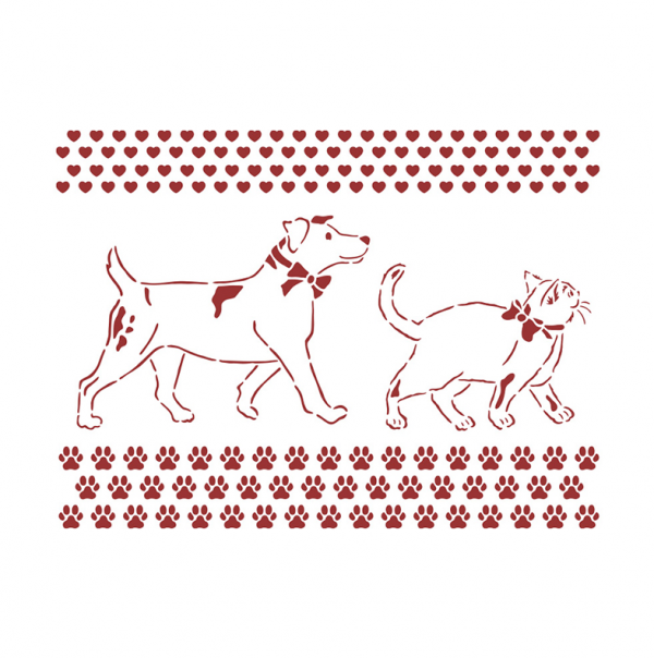 Трафарет из коллекции "DayDream" Собака и кот ,15х20 см (Stamperia)