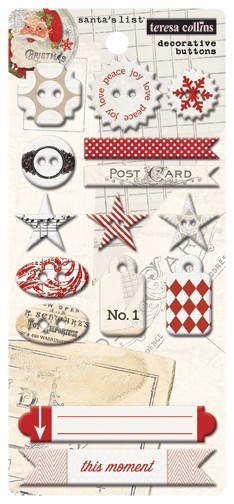 Набор декоративных пуговиц Santa's List (Teresa Collins)  