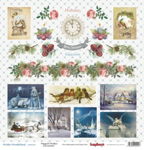 Бумага из коллекции "Зимняя сказка" Карточки (для разрезания) (Scrapberry's)